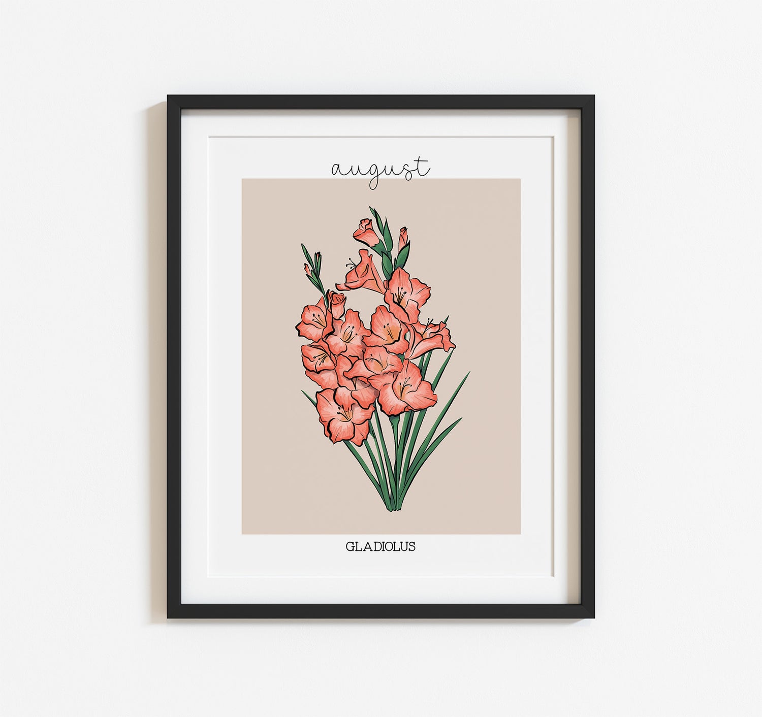 August birth month flower gladiolus art print