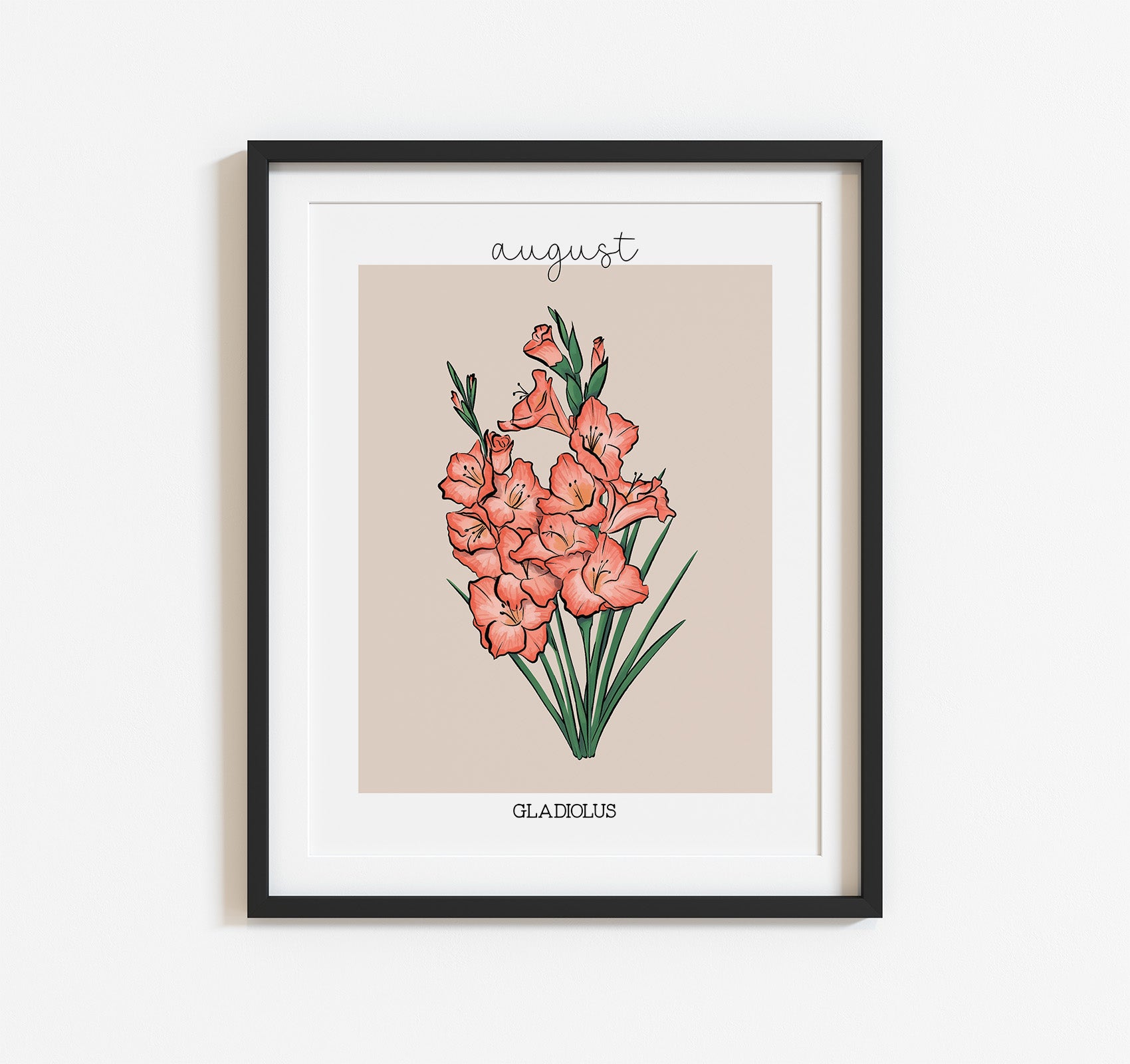 August birth month flower gladiolus art print