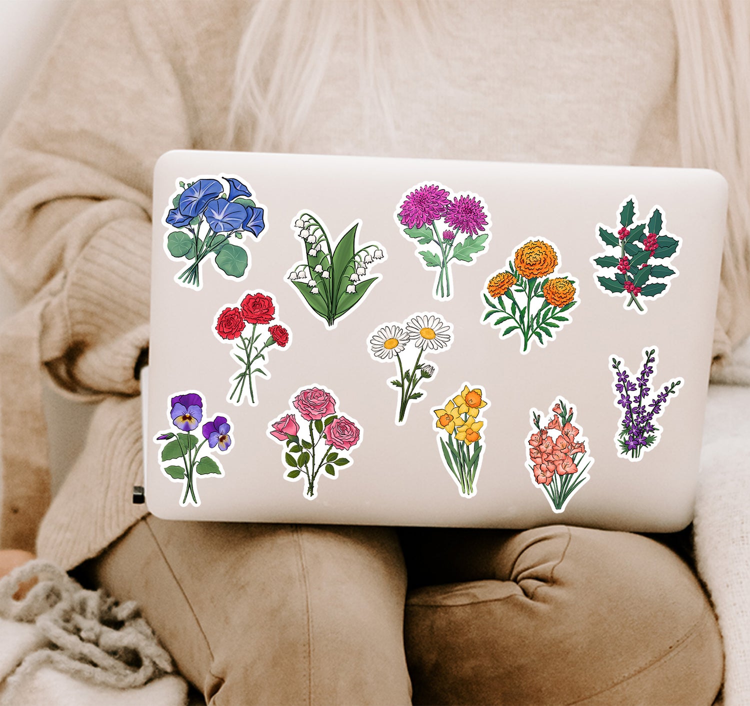 Birth month flowers stickers