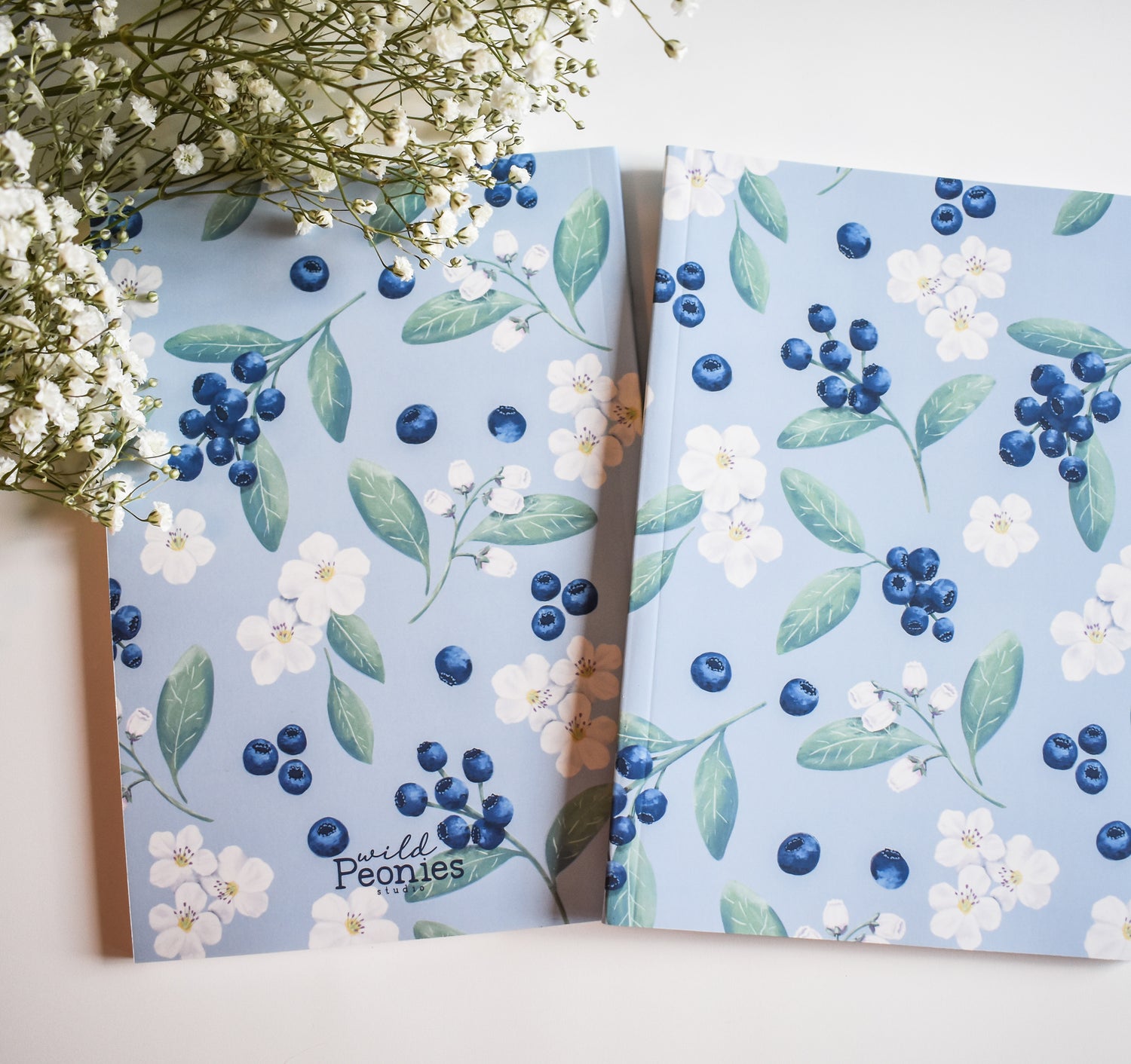 Blueberries and flowers journal cover