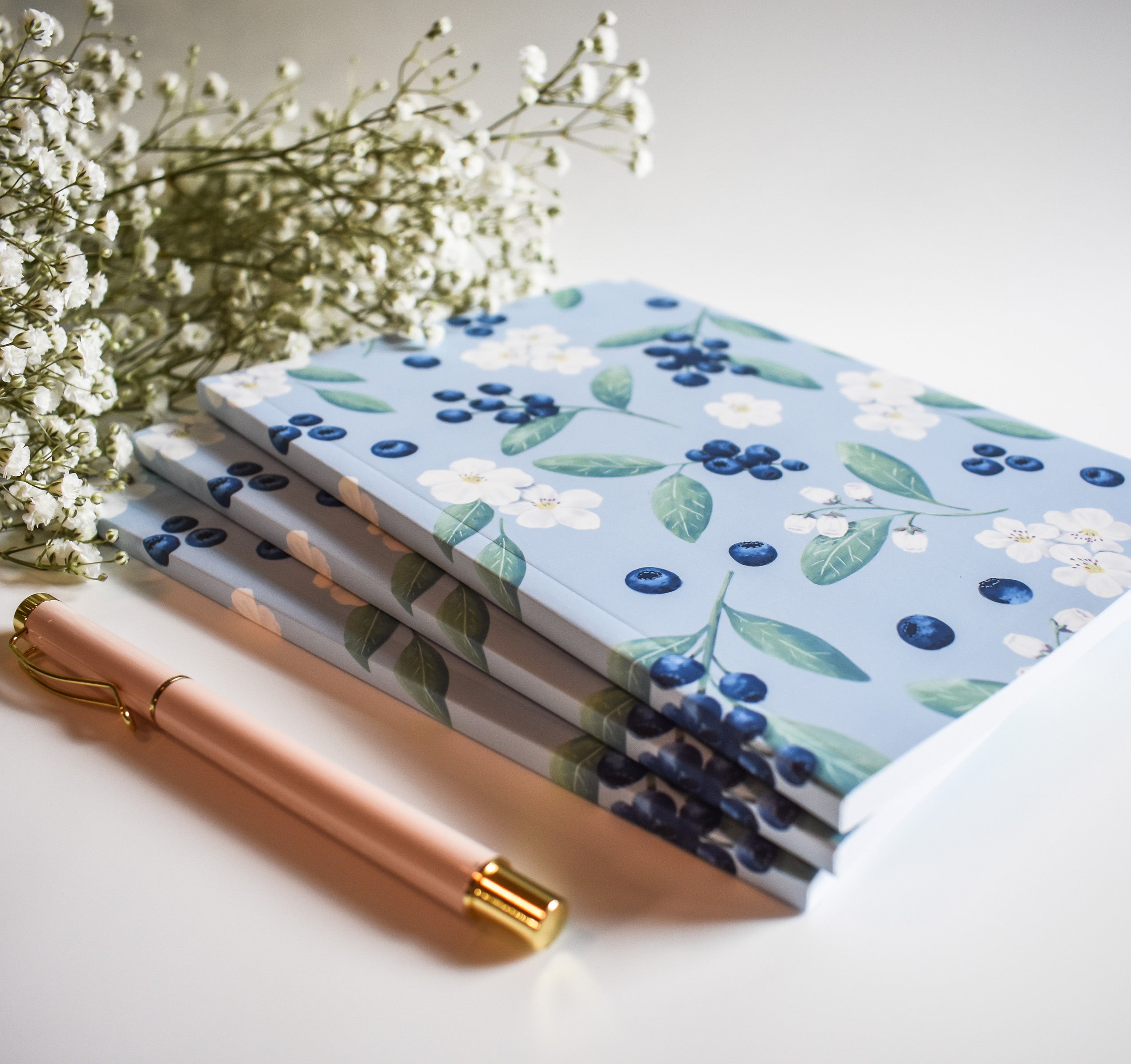 Blueberries and flowers notebook cover