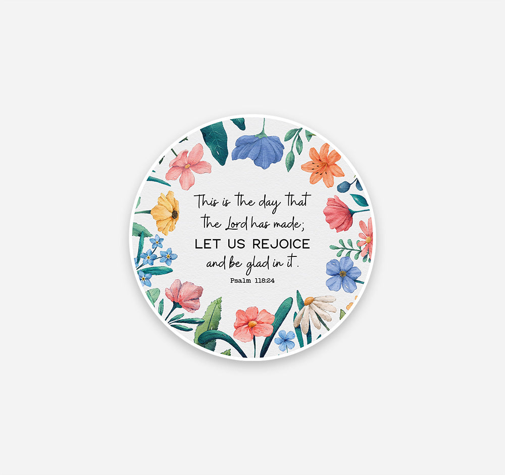 This is the day that the Lord has made, Psalm 118:24 refrigerator magnet with watercolor flowers