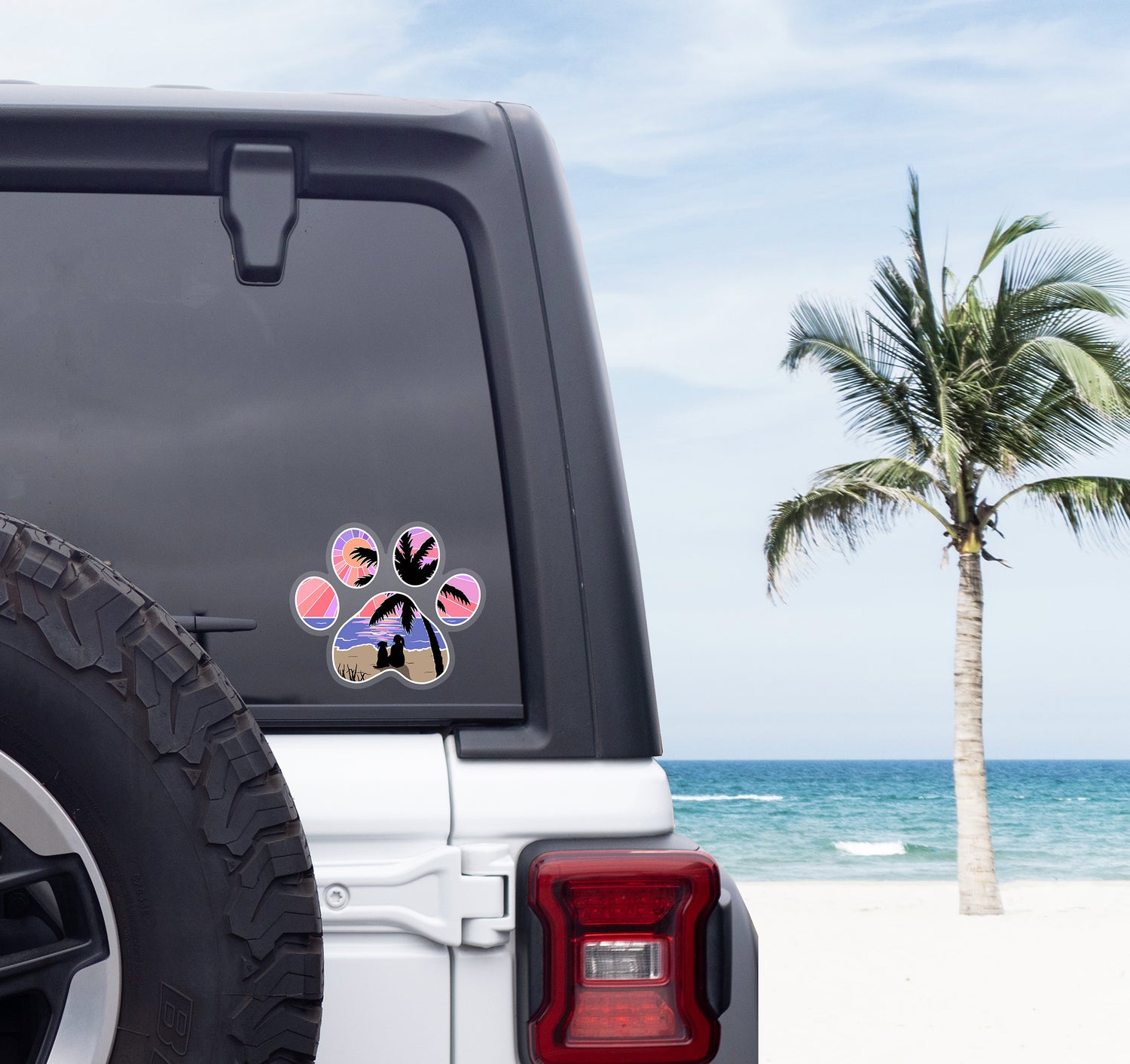 Large 6 inch dog paw print car decal