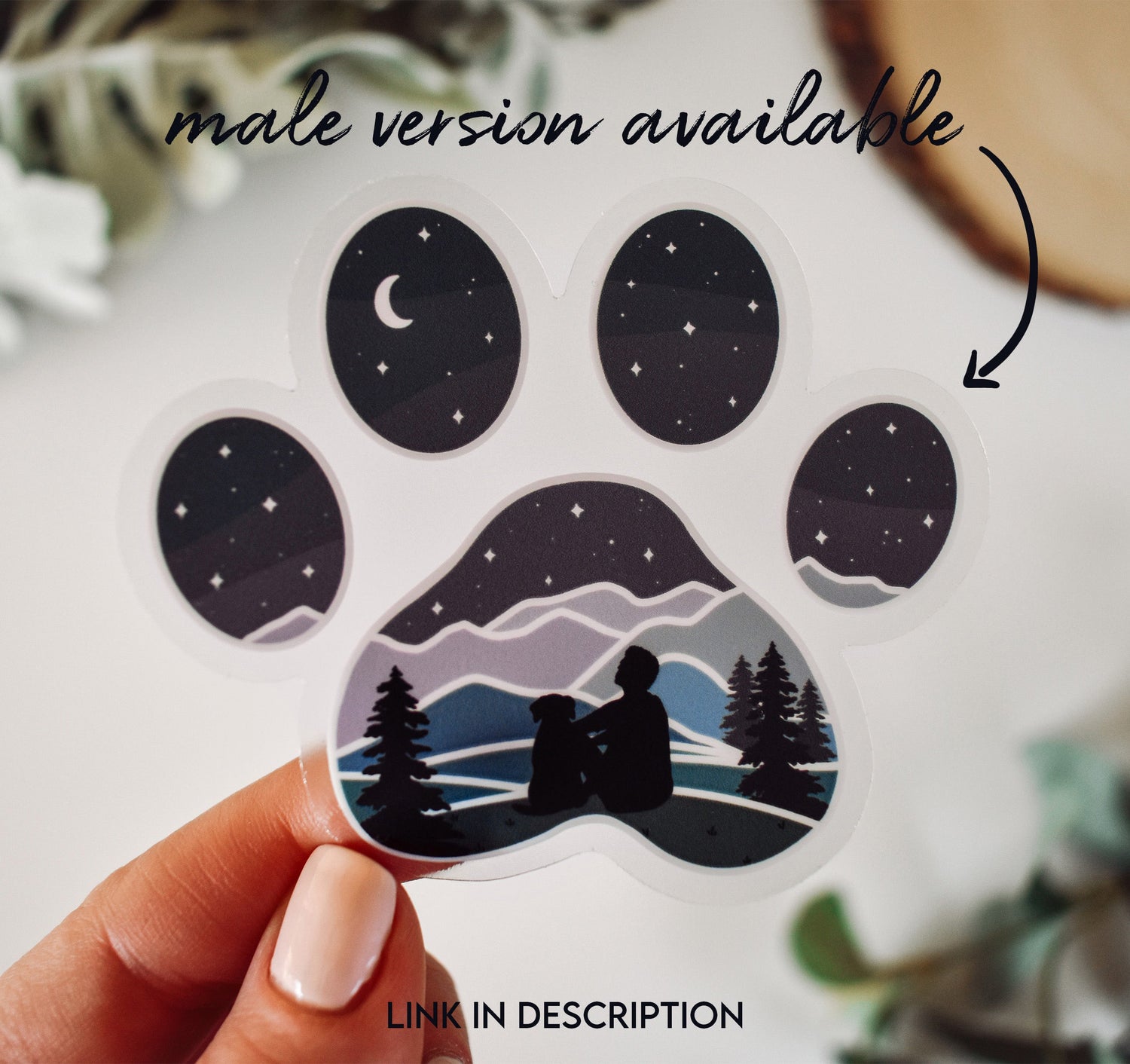 Male version of the dog paw print vinyl sticker