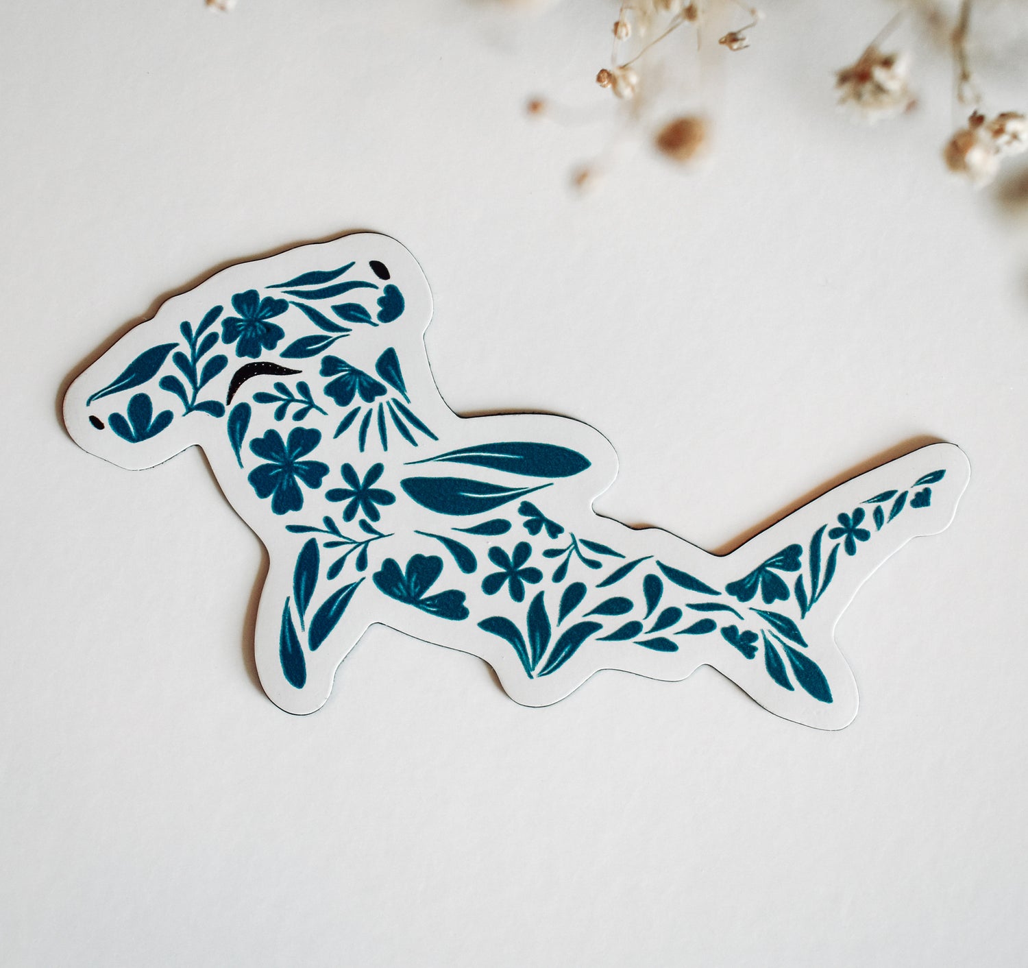 Hammerhead shark magnet designed with flowers