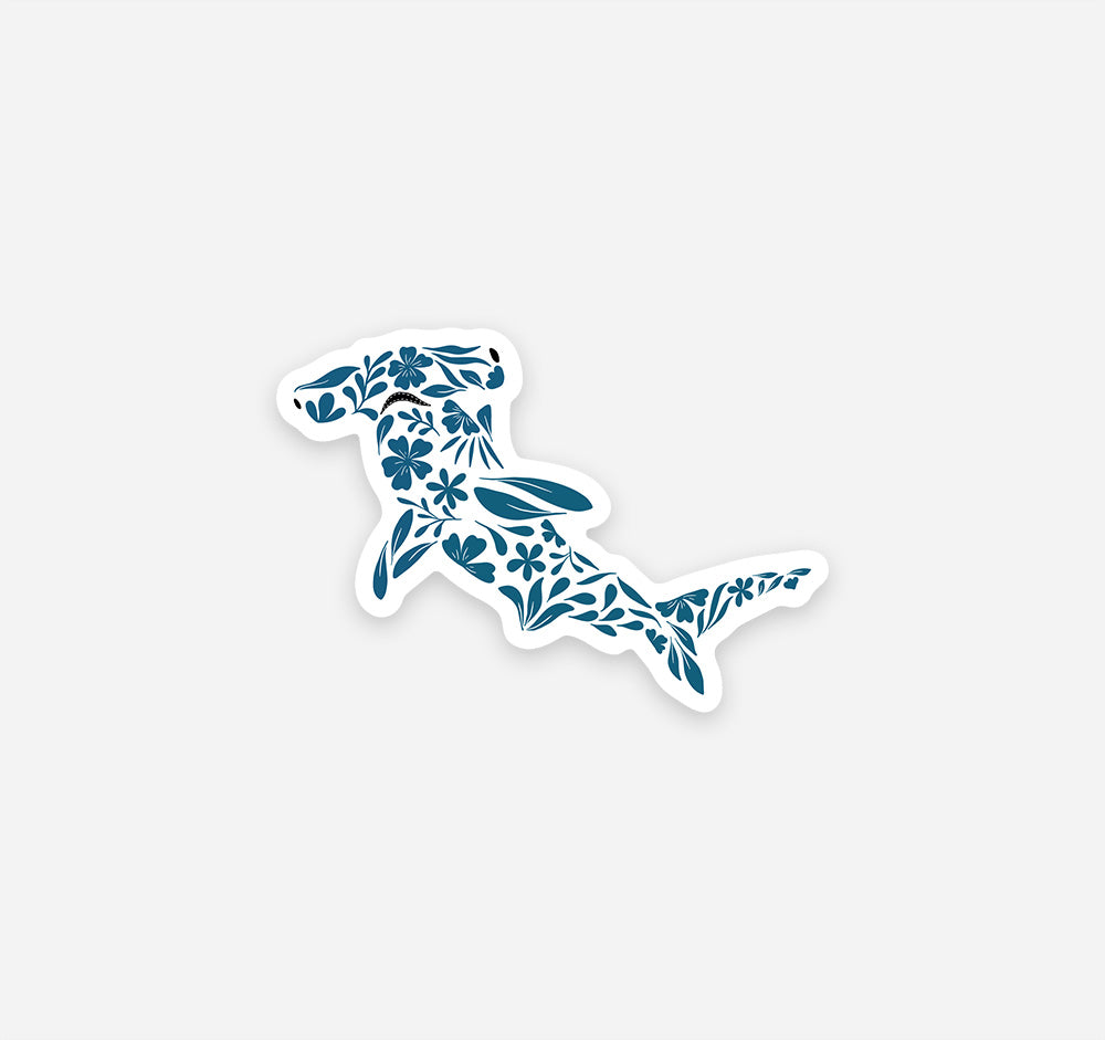 Hammerhead shark refrigerator magnet designed with flowers