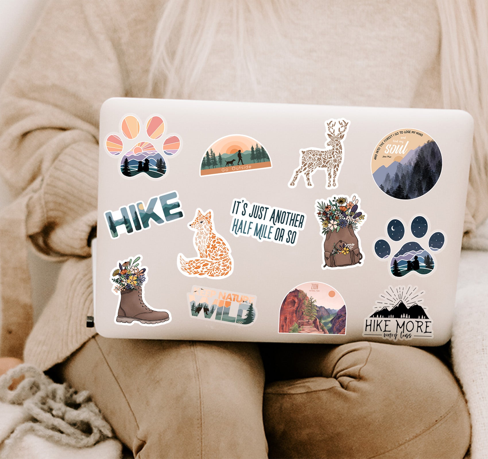 Outdoors and nature themed laptop decals