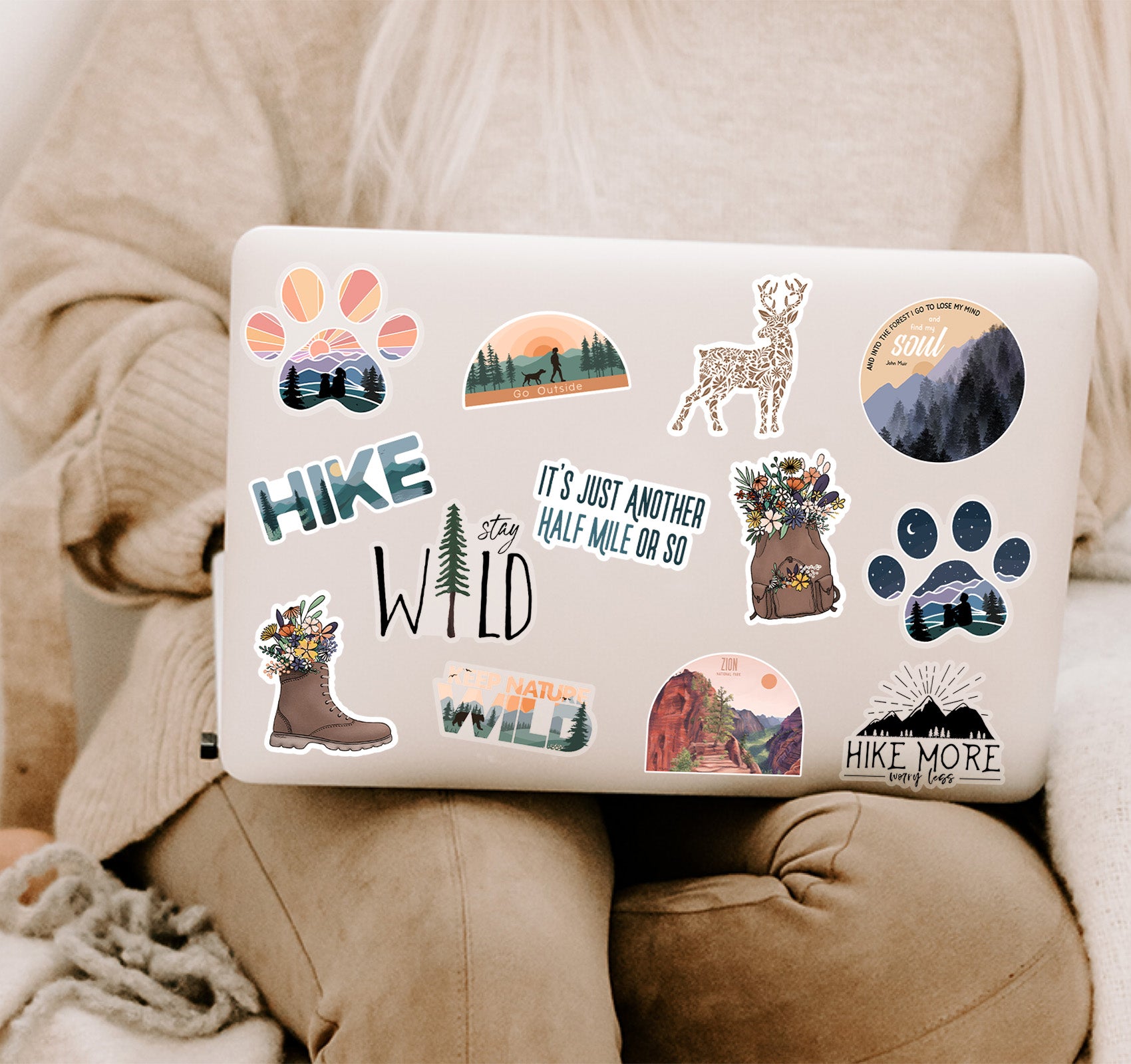 Outdoors and nature themed laptop decals