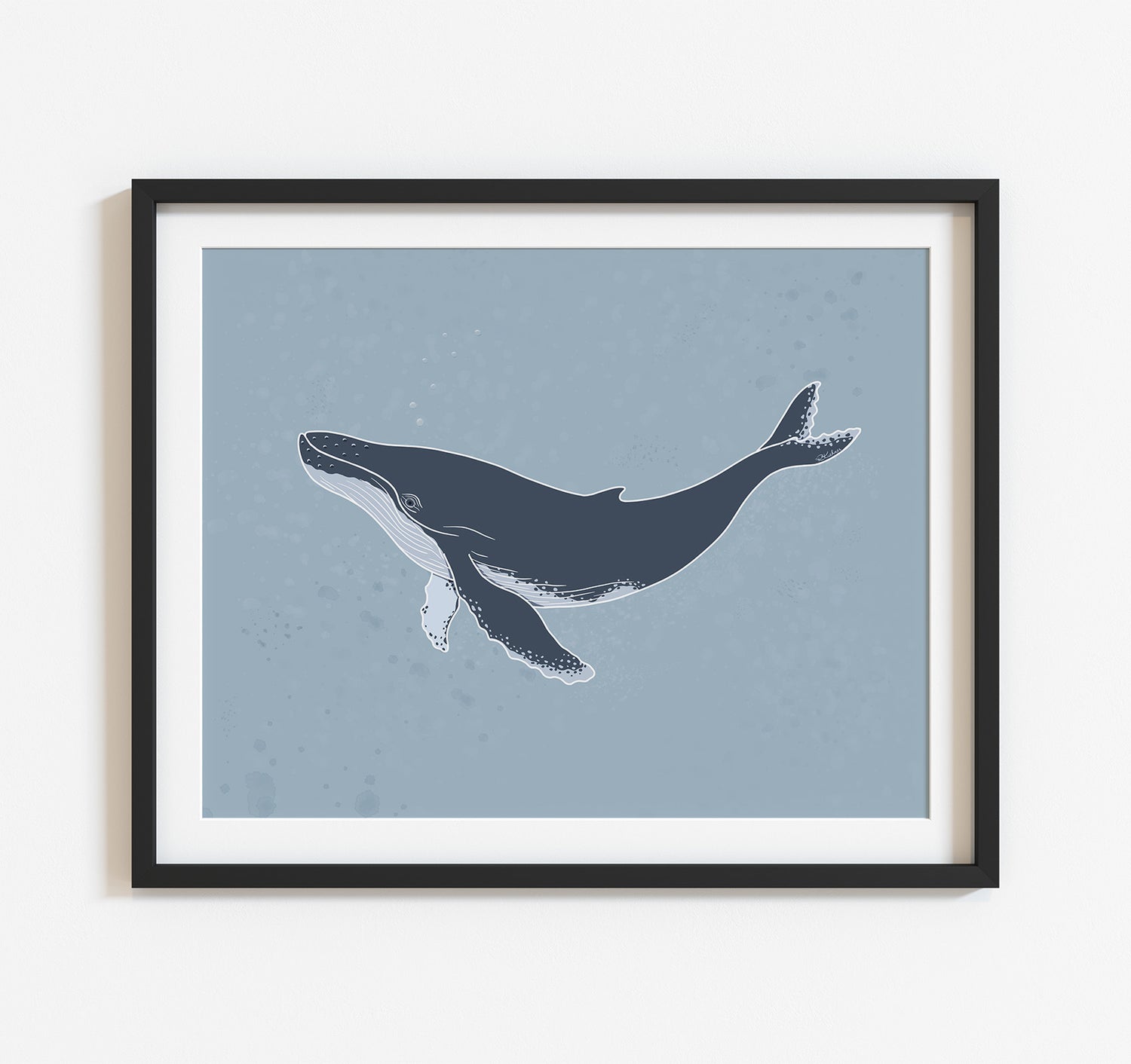 An ocean themed humpback whale art print