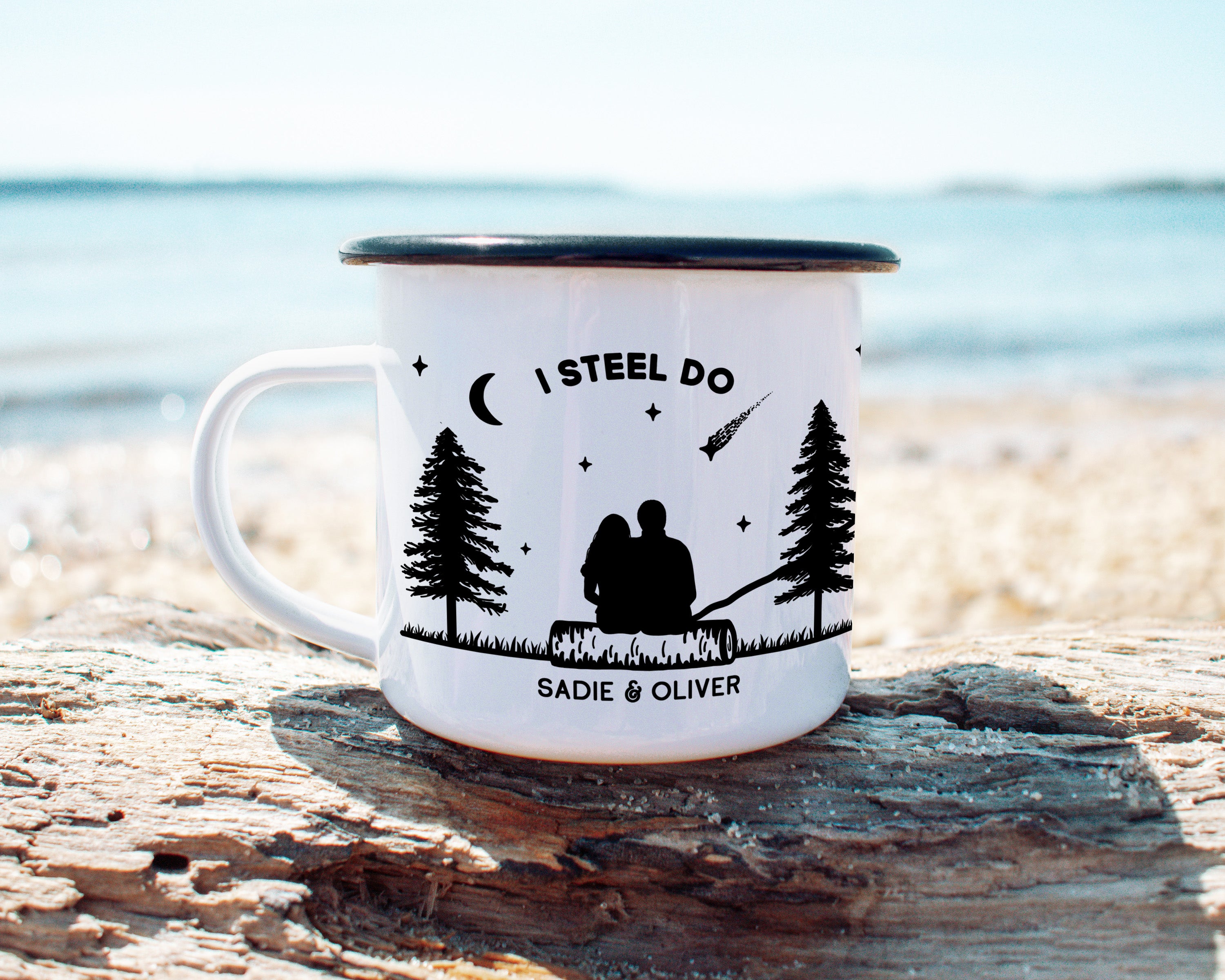 I Steel Do 11 year anniversary campfire mug of a couple stargazing at night