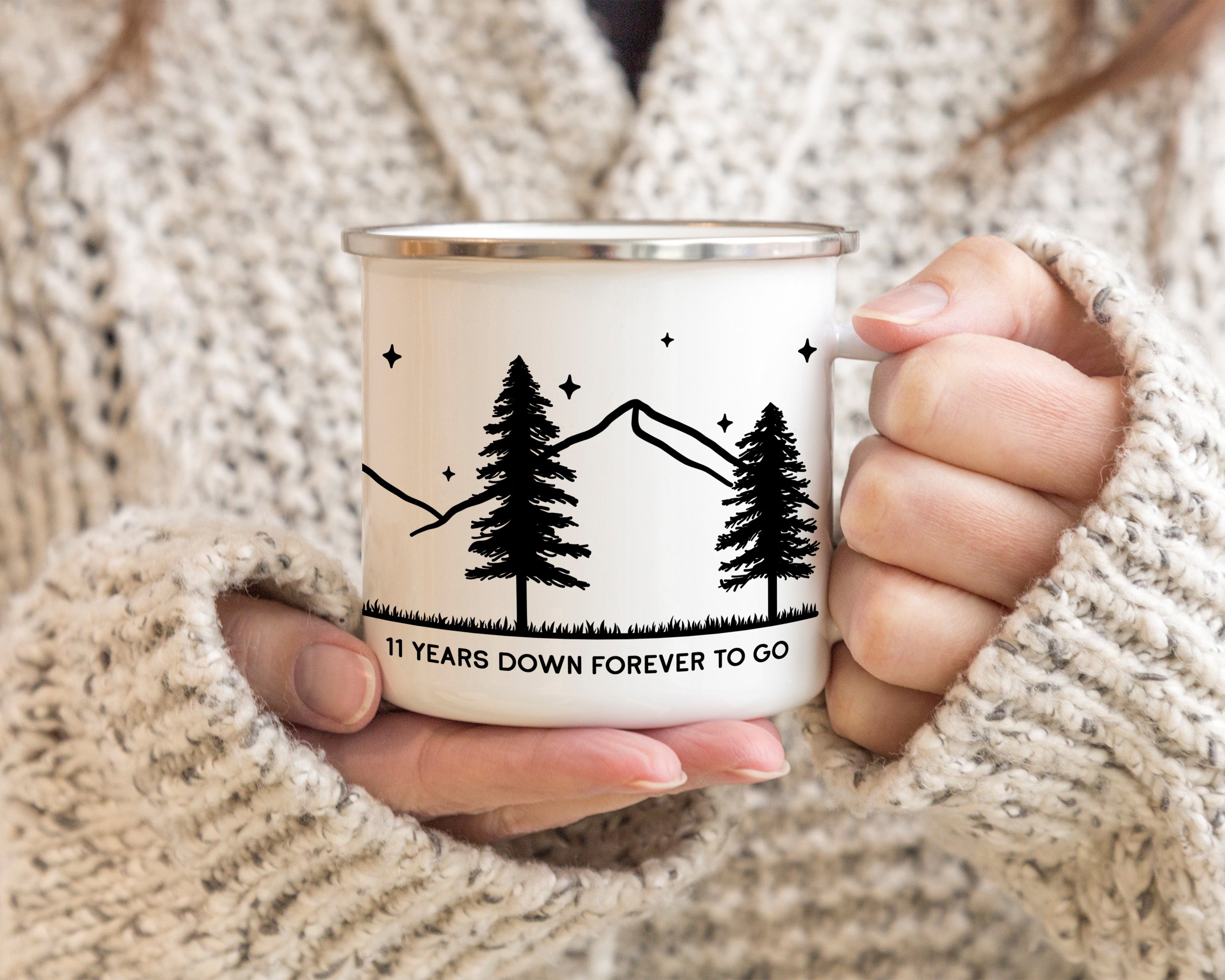 I Steel Do 11 year anniversary campfire mug of a couple stargazing at night
