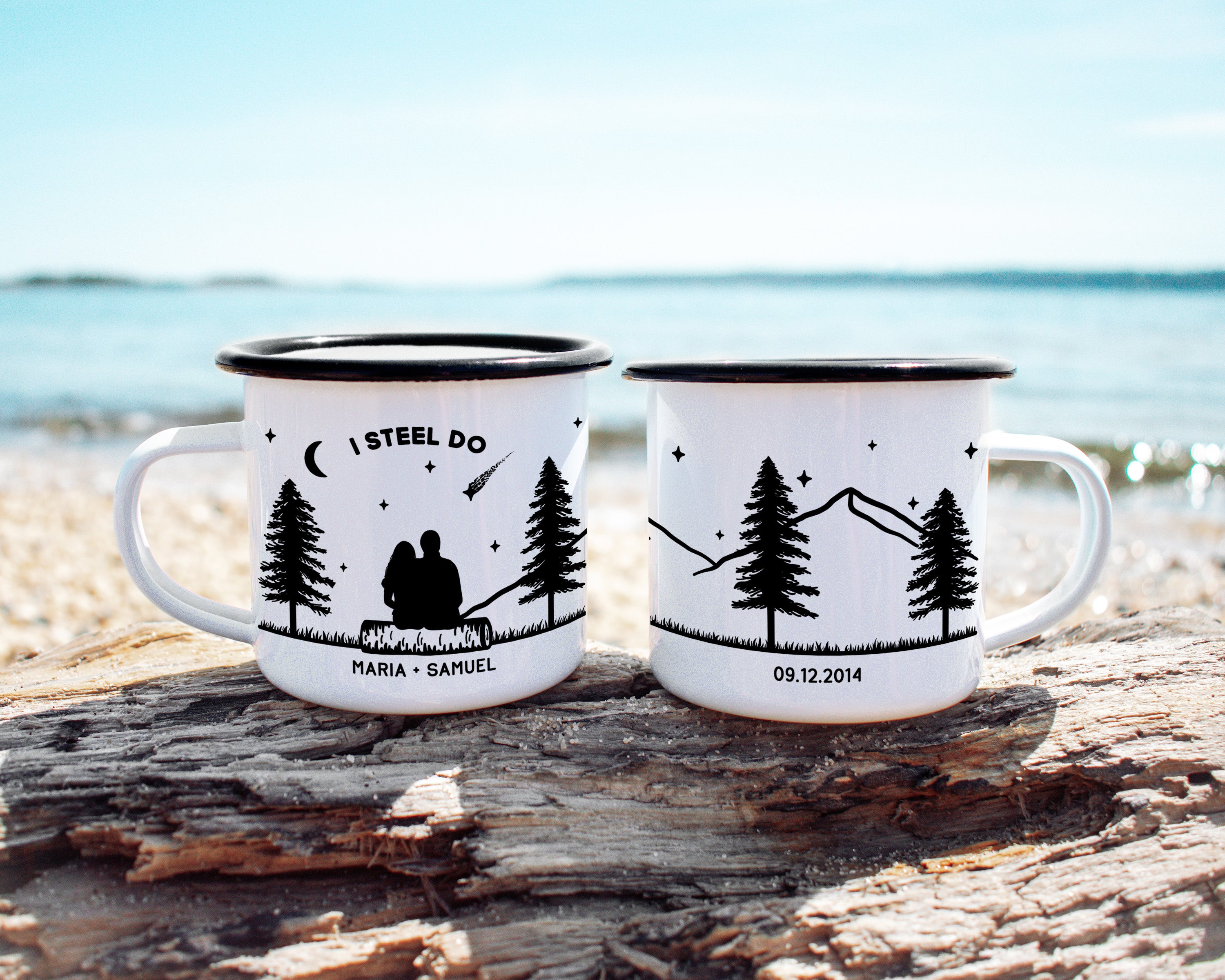I Steel Do 11 year anniversary campfire mug of a couple stargazing at night
