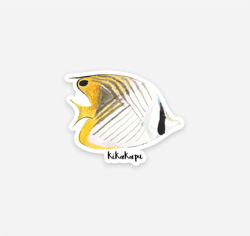 Hawaiian kikakapu, threadfin butterflyfish, fish sticker