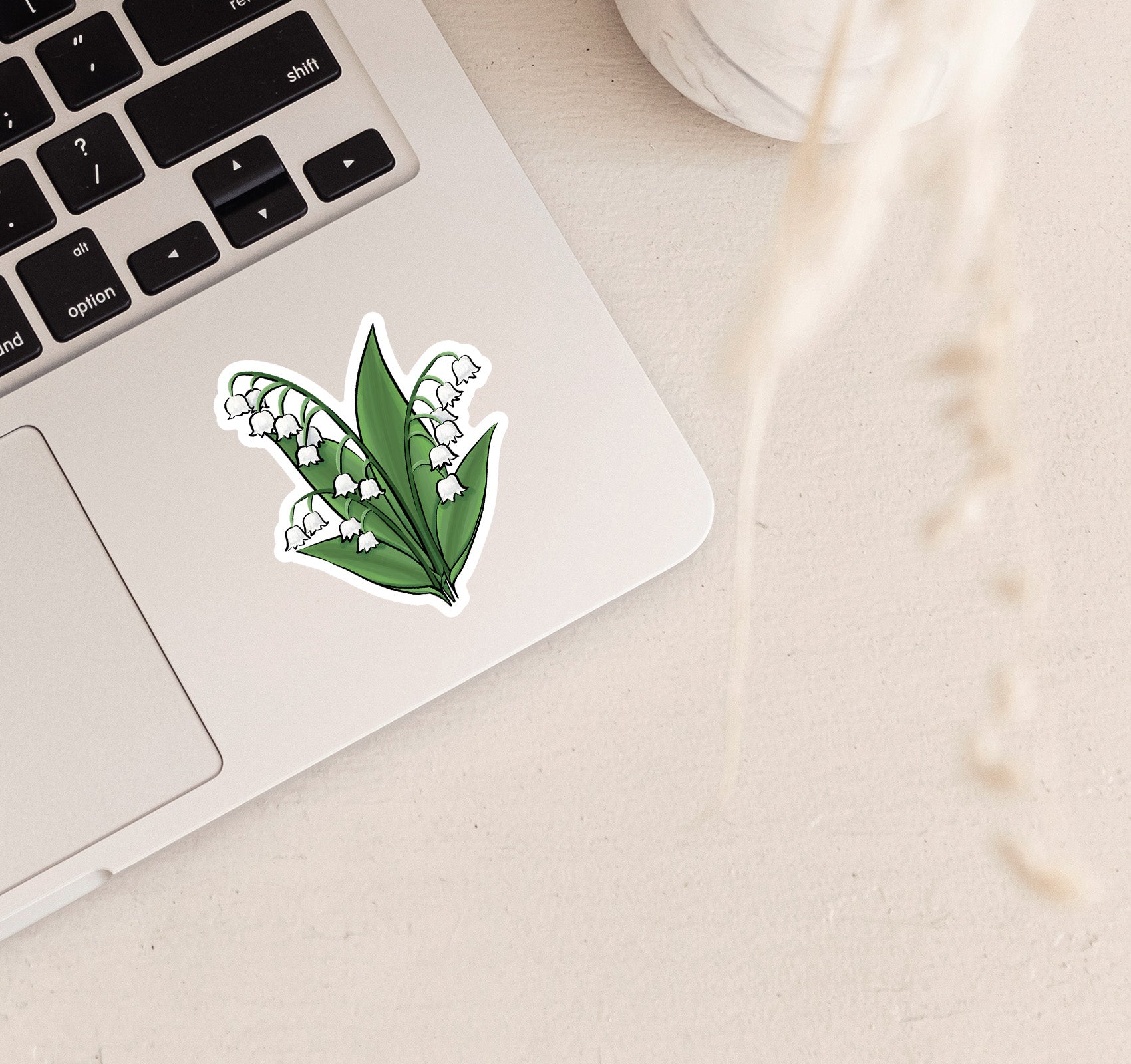 May birth month lily of the valley laptop sticker