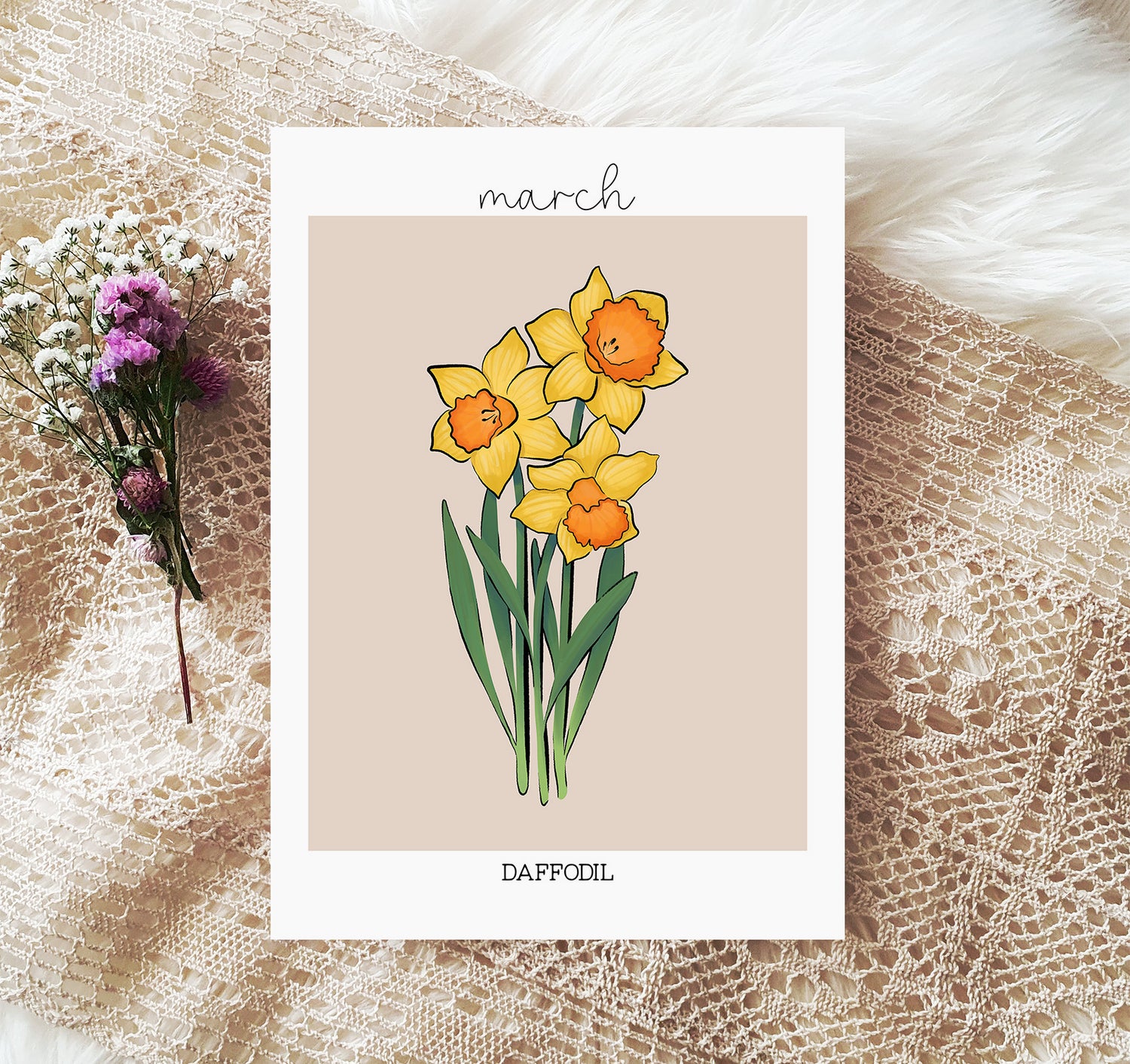 March birth month flower daffodil art print