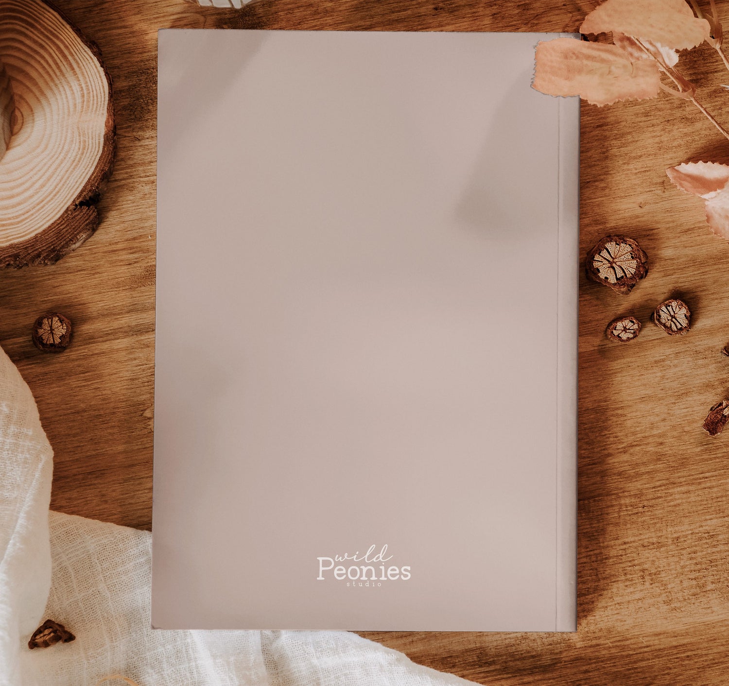 John Muir quote journal back cover in a dusty rose pink color