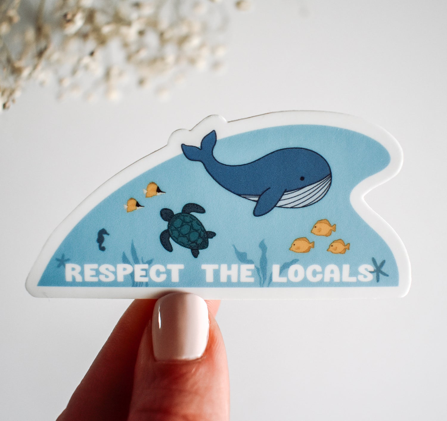 Respect the locals ocean themed sea animals sticker