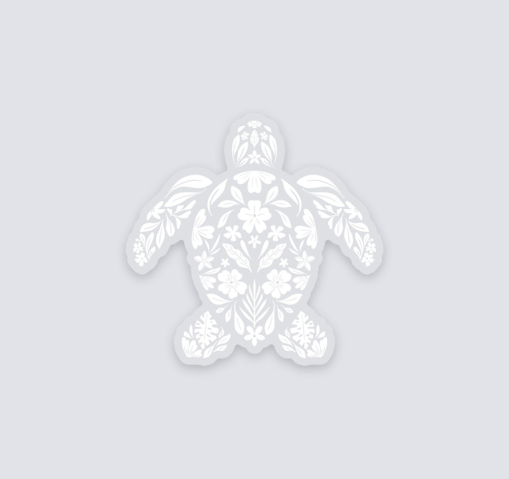Hawaiian honu design made of white flowers sticker