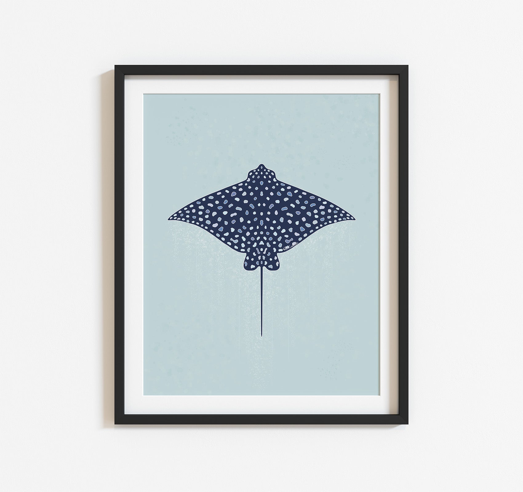 A blue spotted eagle ray art print