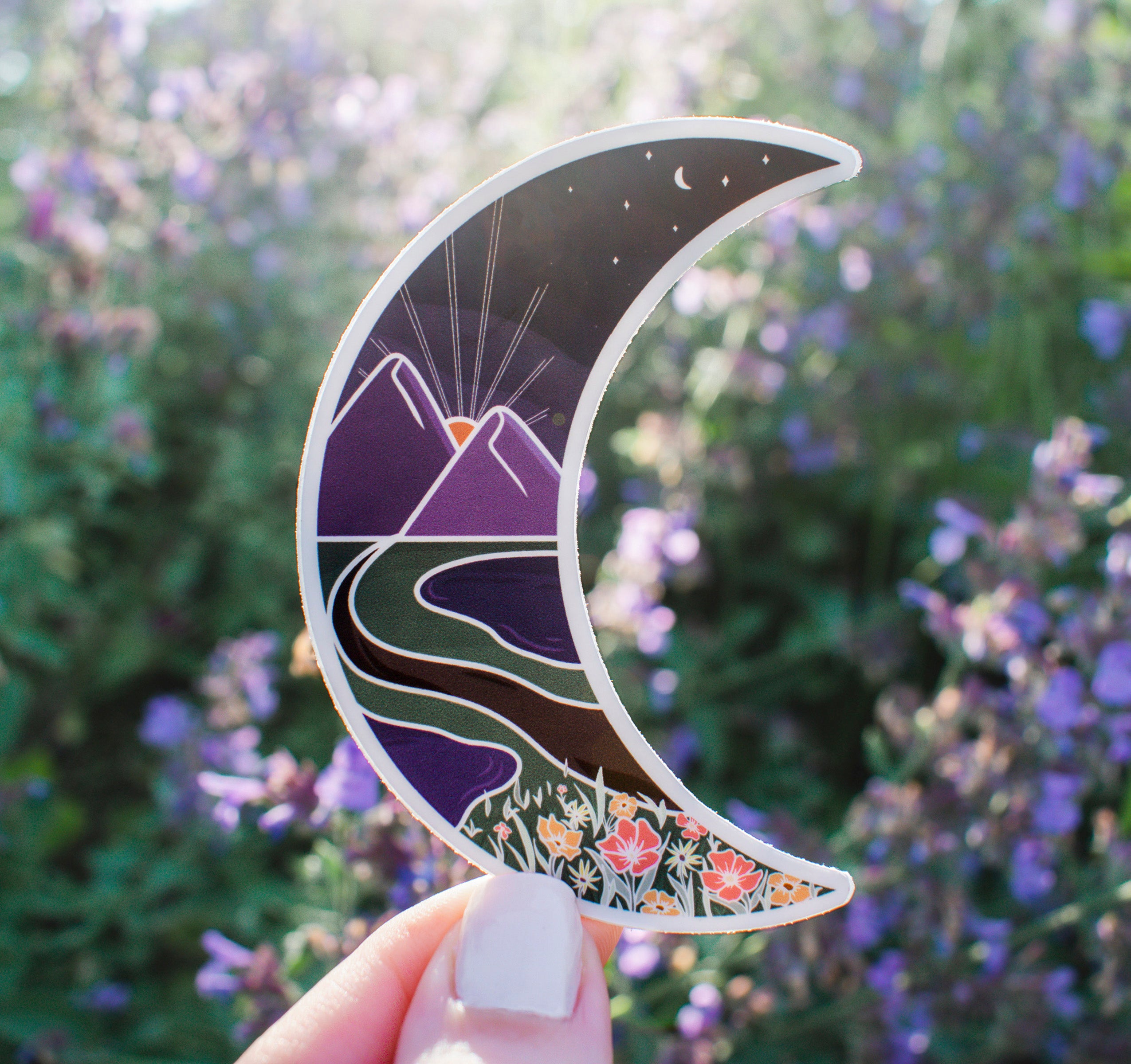 Wild moon mountain sticker