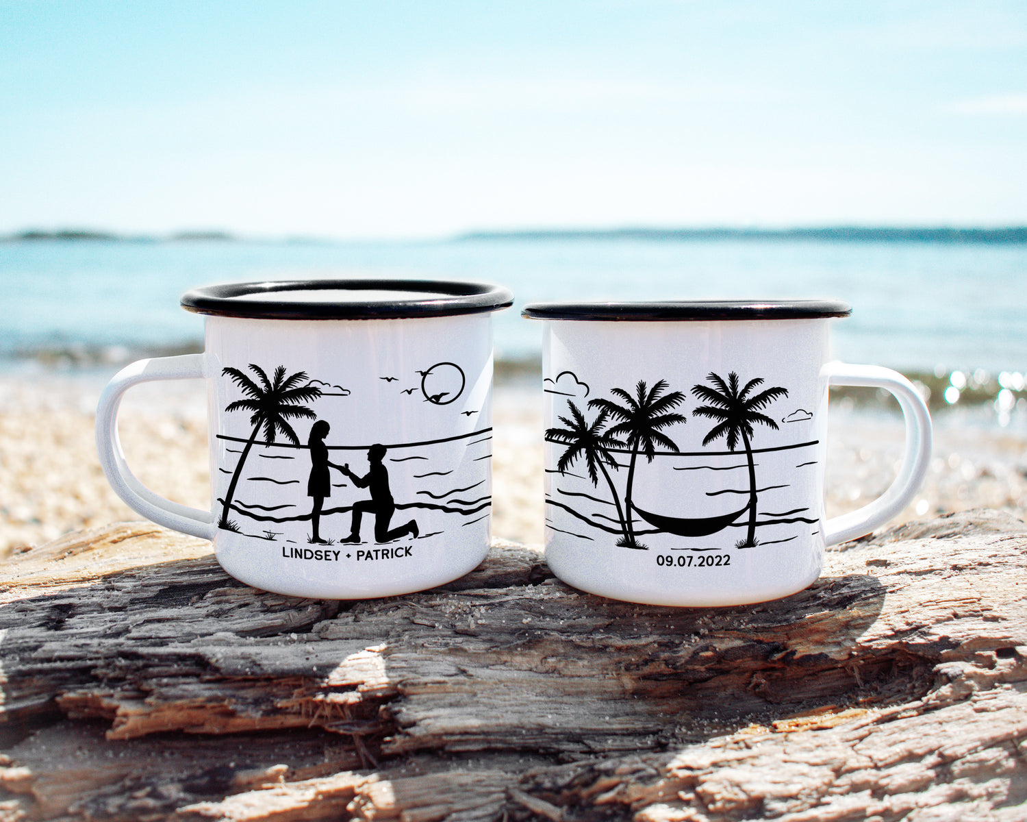 Beach Engagement Camp Mug