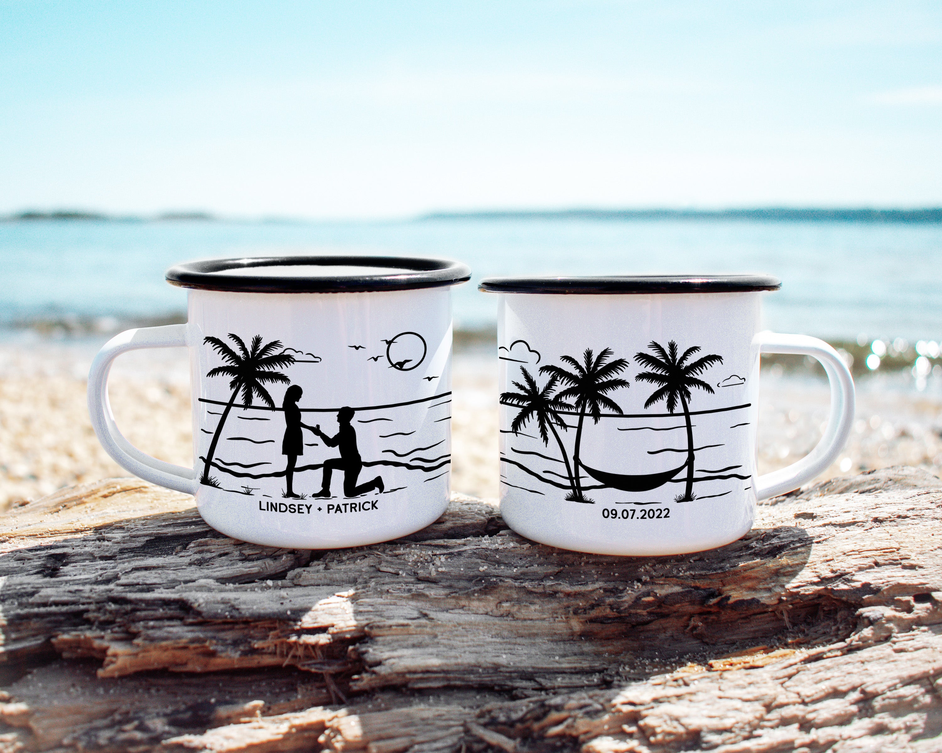 Beach Engagement Camp Mug
