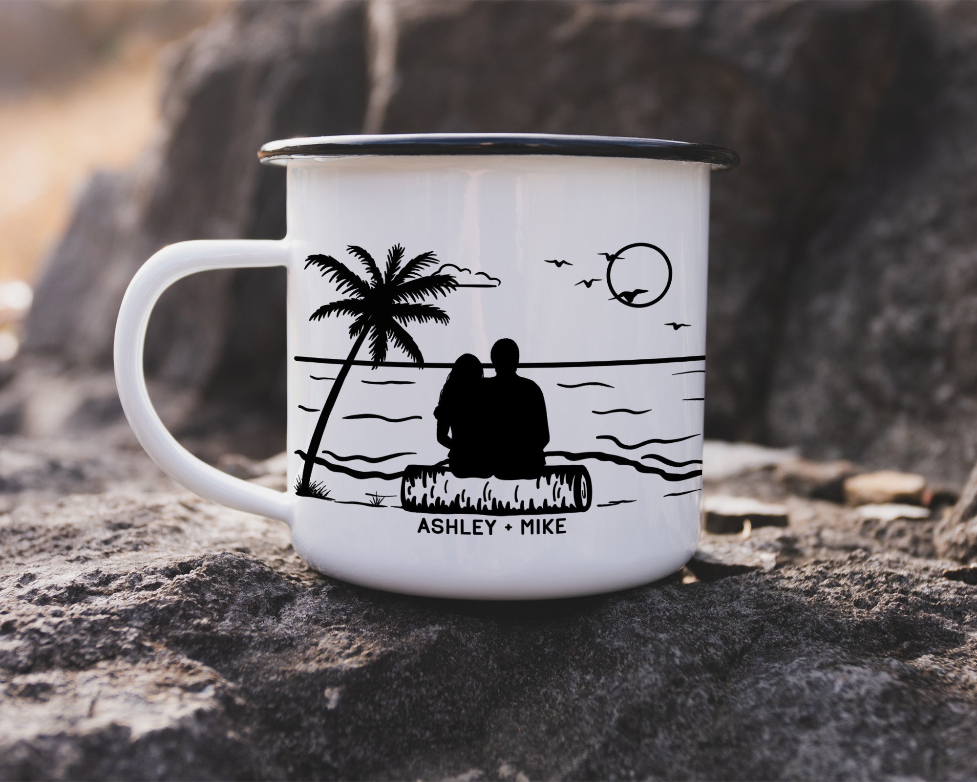 Couple on the Beach Camp Mug
