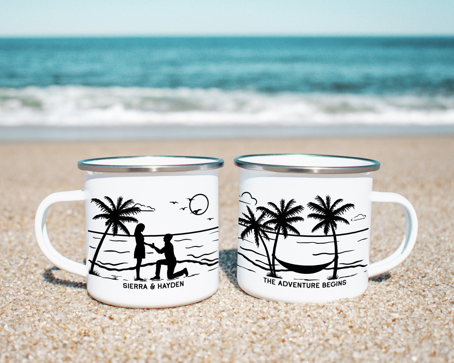 Beach Engagement Camp Mug