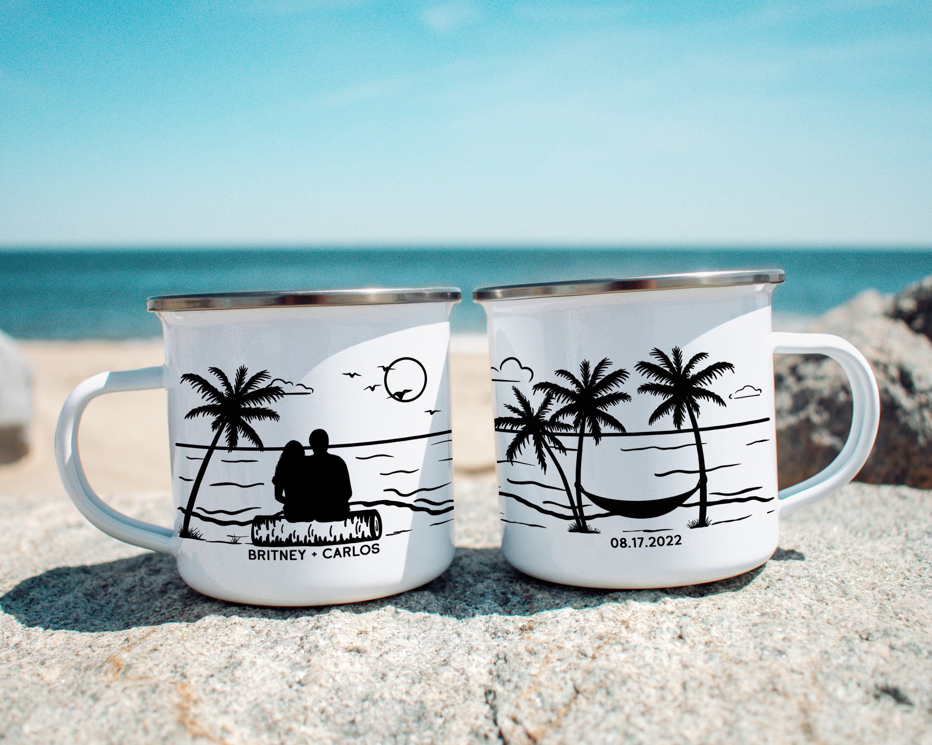 Couple on the Beach Camp Mug