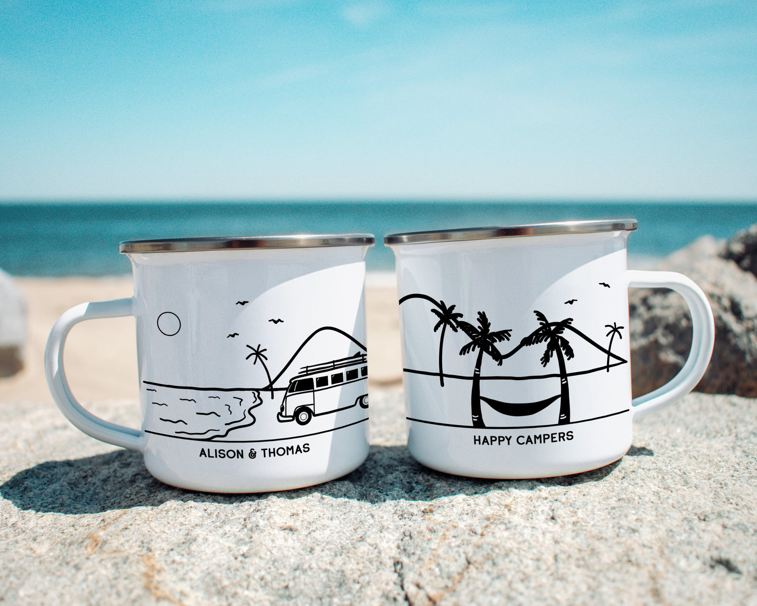 Beach Bus Happy Camper Camp Mug
