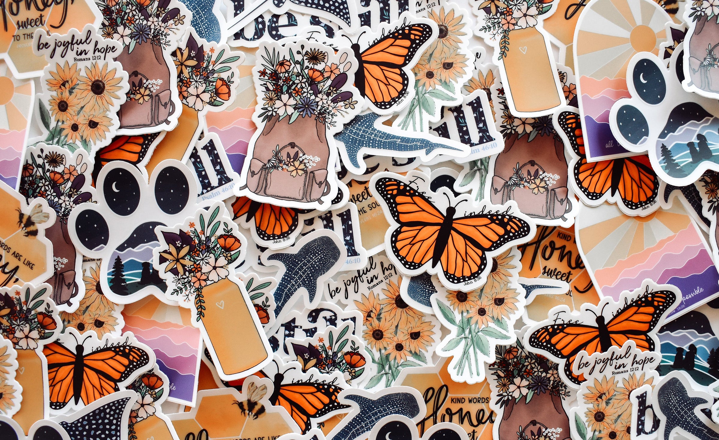 Nature, beach themed, and Christian stickers by Wild Peonies Studio