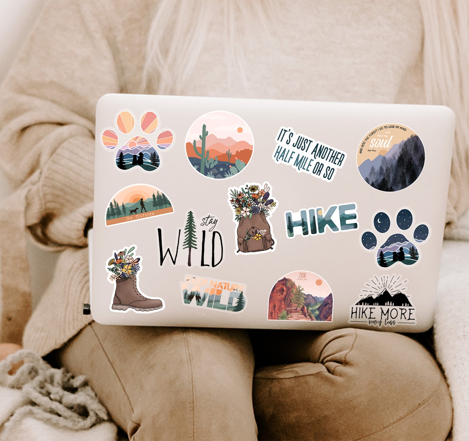 Hiking and adventure laptop decals