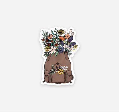 Backpack filled with flowers sticker
