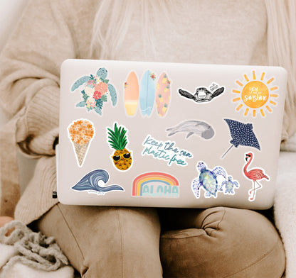 Ocean and beach laptop stickers