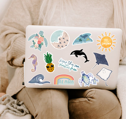 Ocean and beach themed vinyl stickers