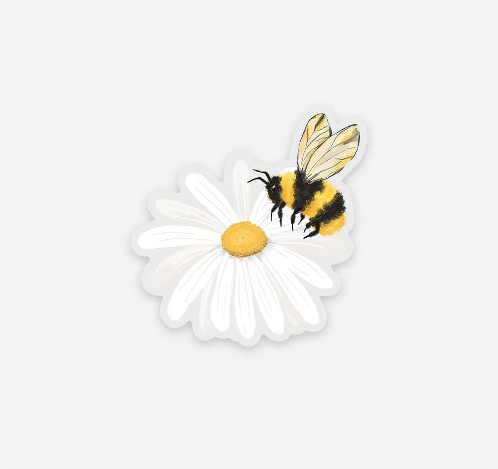 Bumble bee on a daisy flower sticker