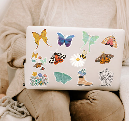 Nature, moth, and butterfly laptop decals
