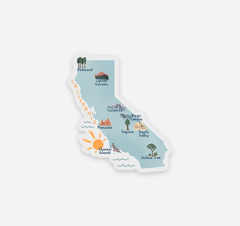 California National Parks sticker with all 9 national parks in the state