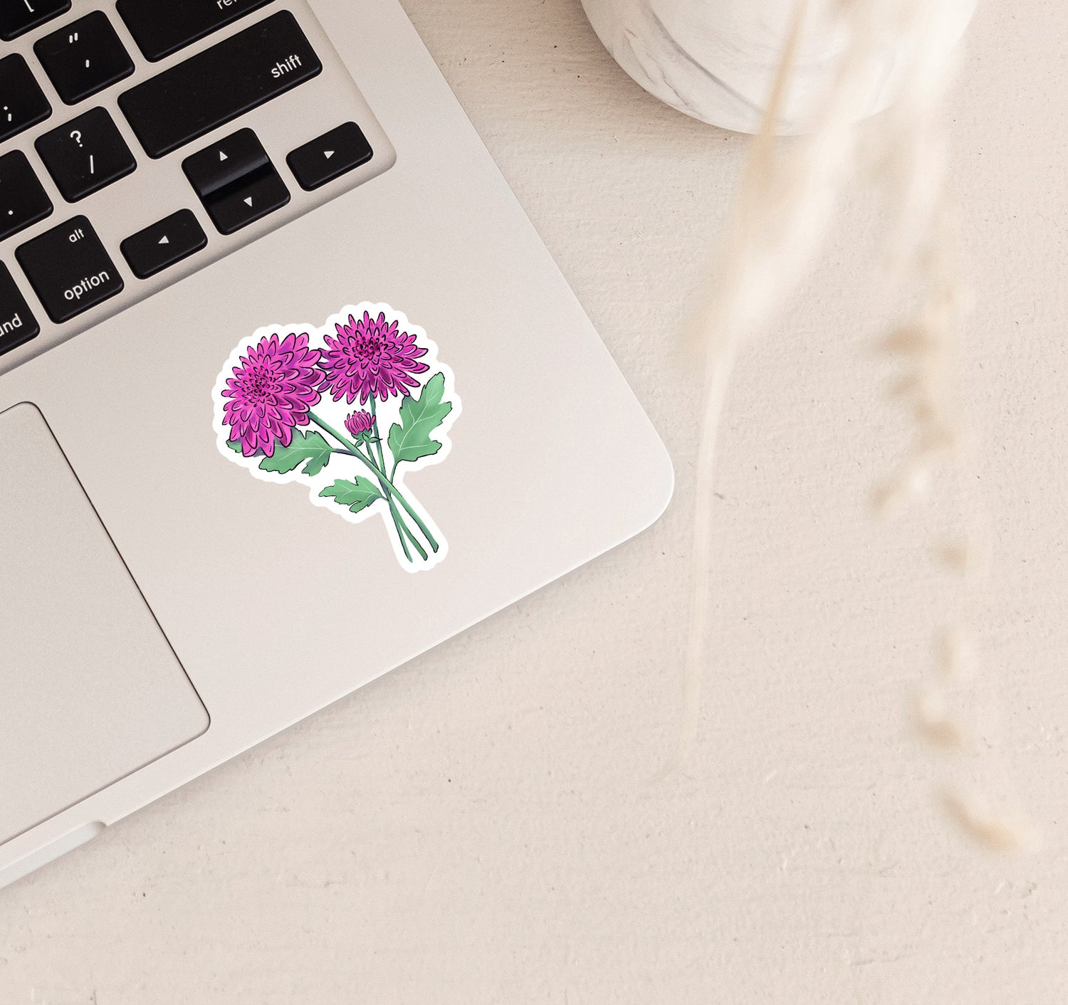 Chrysanthemum flower laptop sticker