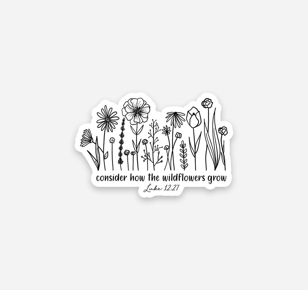 Consider how the wildflowers grow, Luke 12:27 Bible verse Christian magnet with flowers