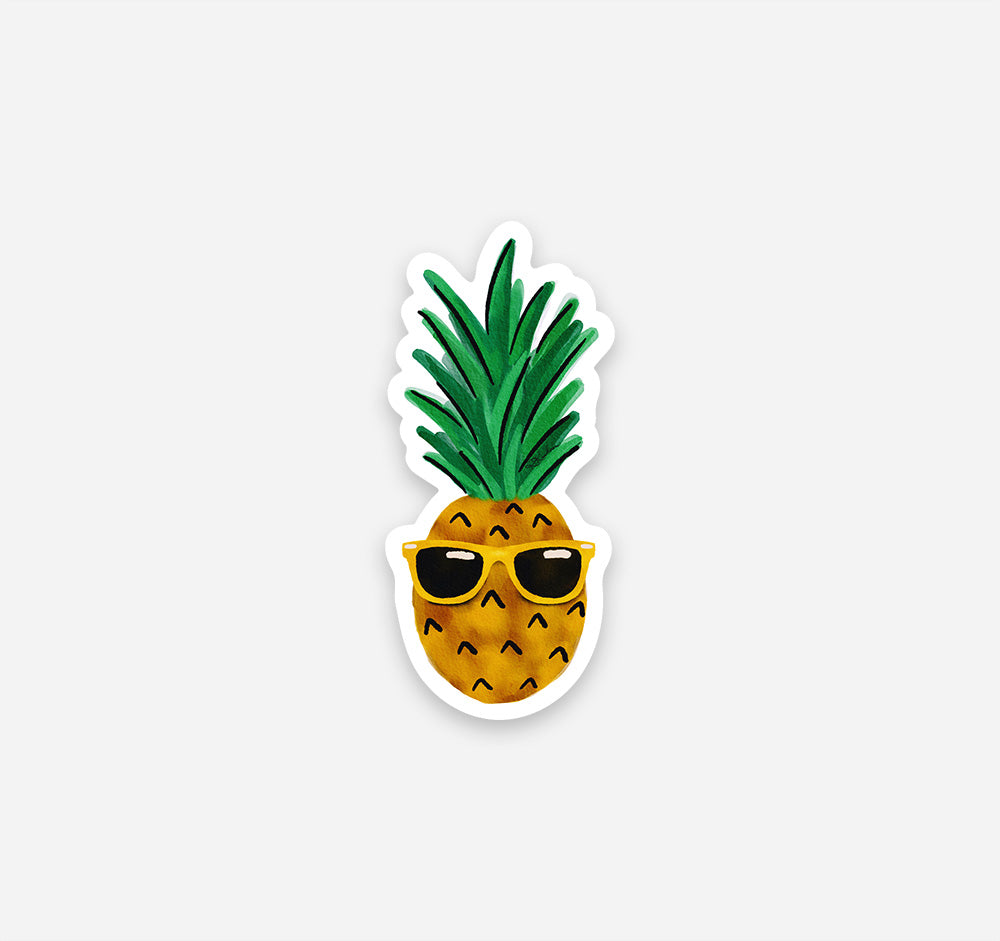 Summer pineapple sticker with yellow sunglasses