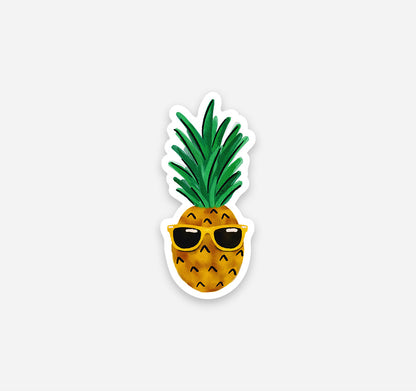 Summer pineapple sticker with yellow sunglasses