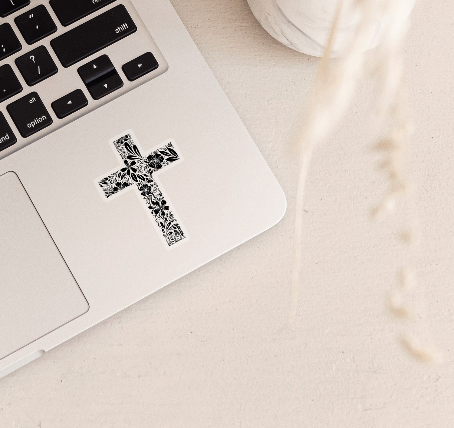 Christian cross laptop sticker