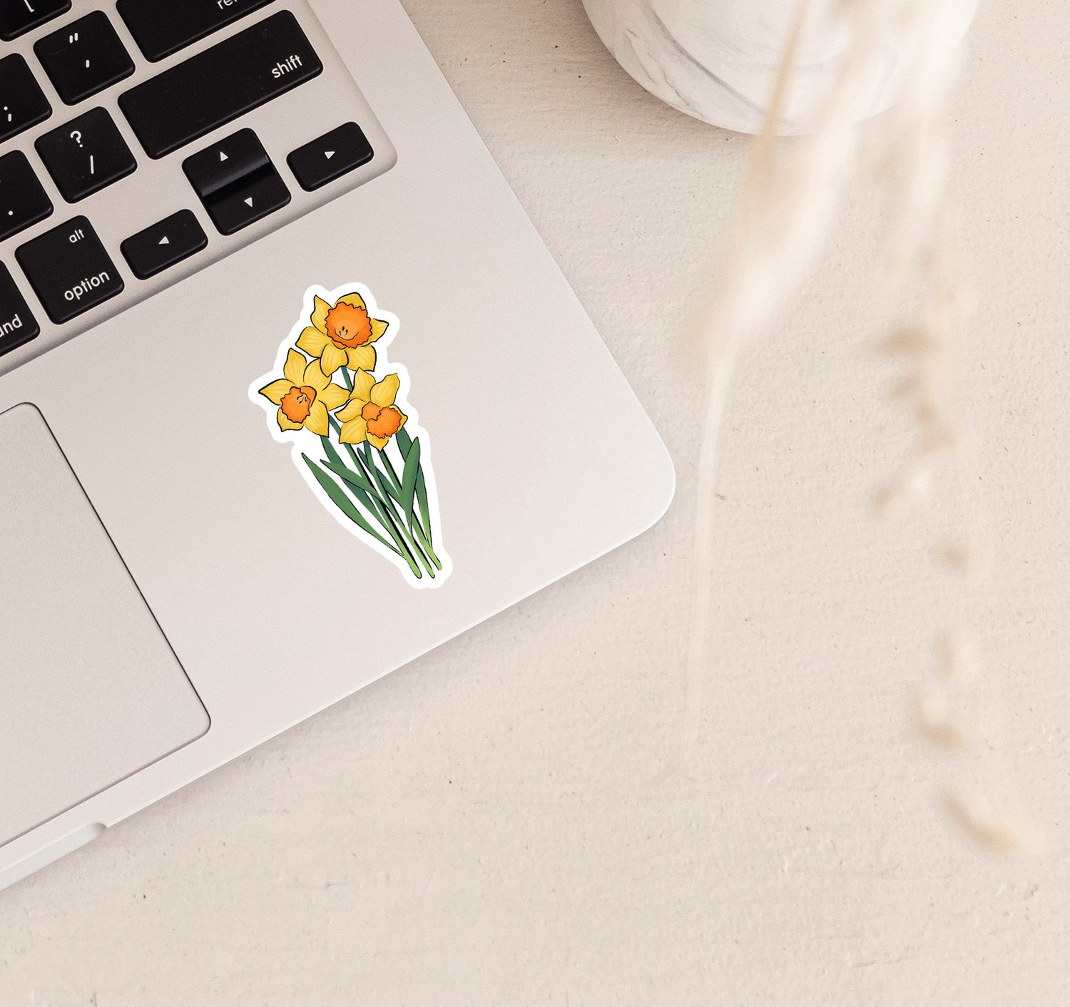 March birth month daffodil laptop sticker