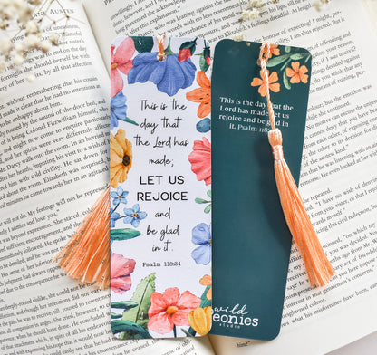 Psalm 118:24 Bible verse Christian bookmark with botanical wildflowers