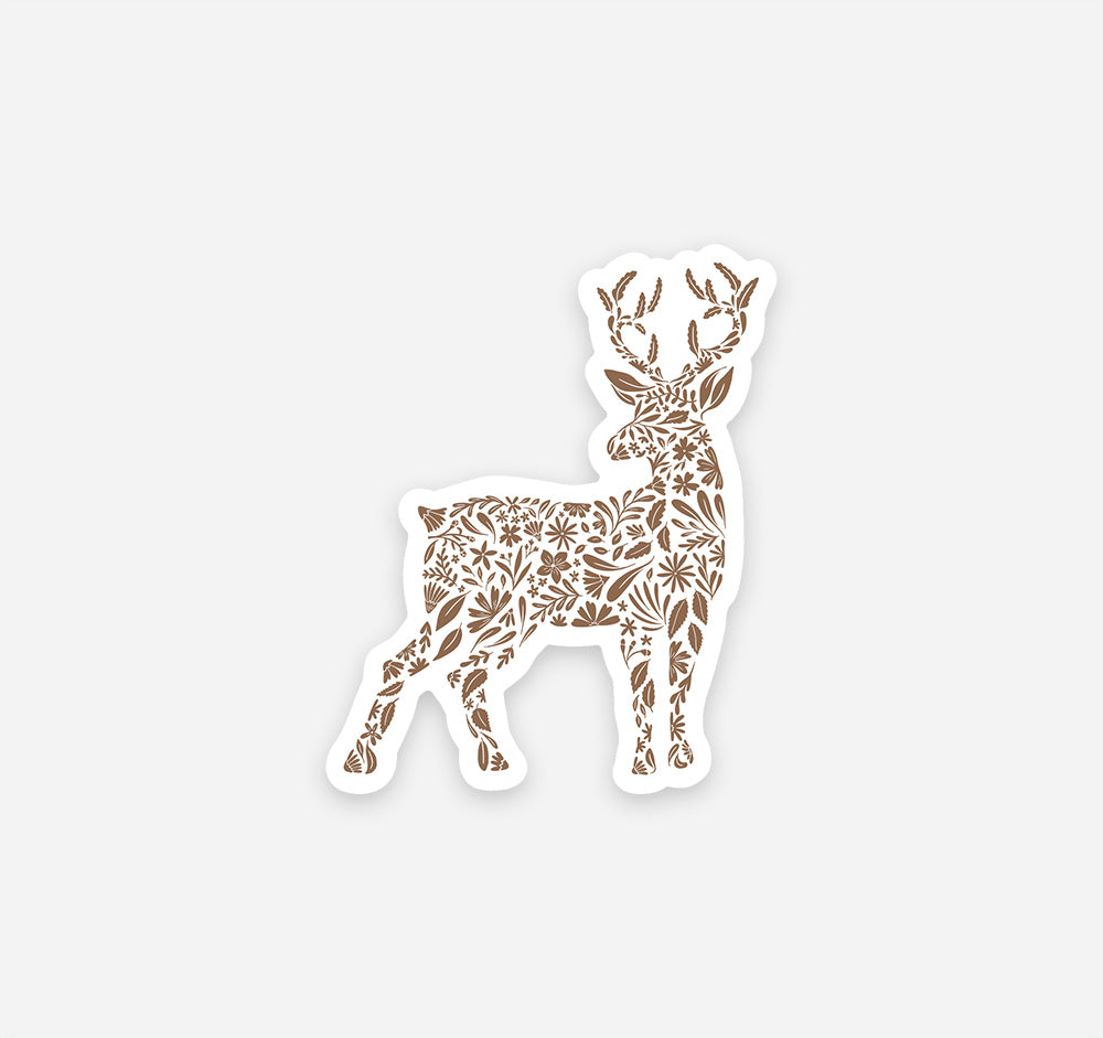 Decorative deer vinyl sticker with floral patterns