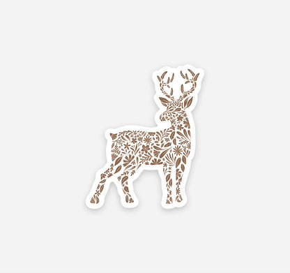 Decorative deer vinyl sticker with floral patterns