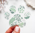 Leaves and nature sticker in the shape of a dog paw print