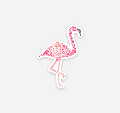 Pink flamingo sticker created from delicate flowers