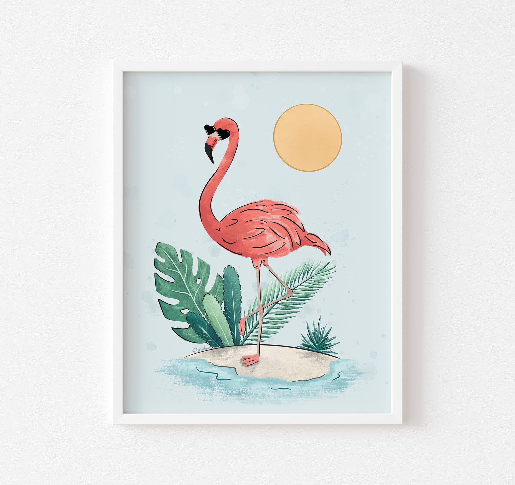 Tropical flamingo art print